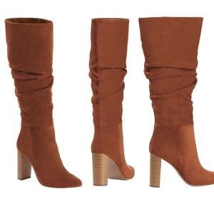 NIB FUAX SUEDE HEELED SLOUCHY BOOTS